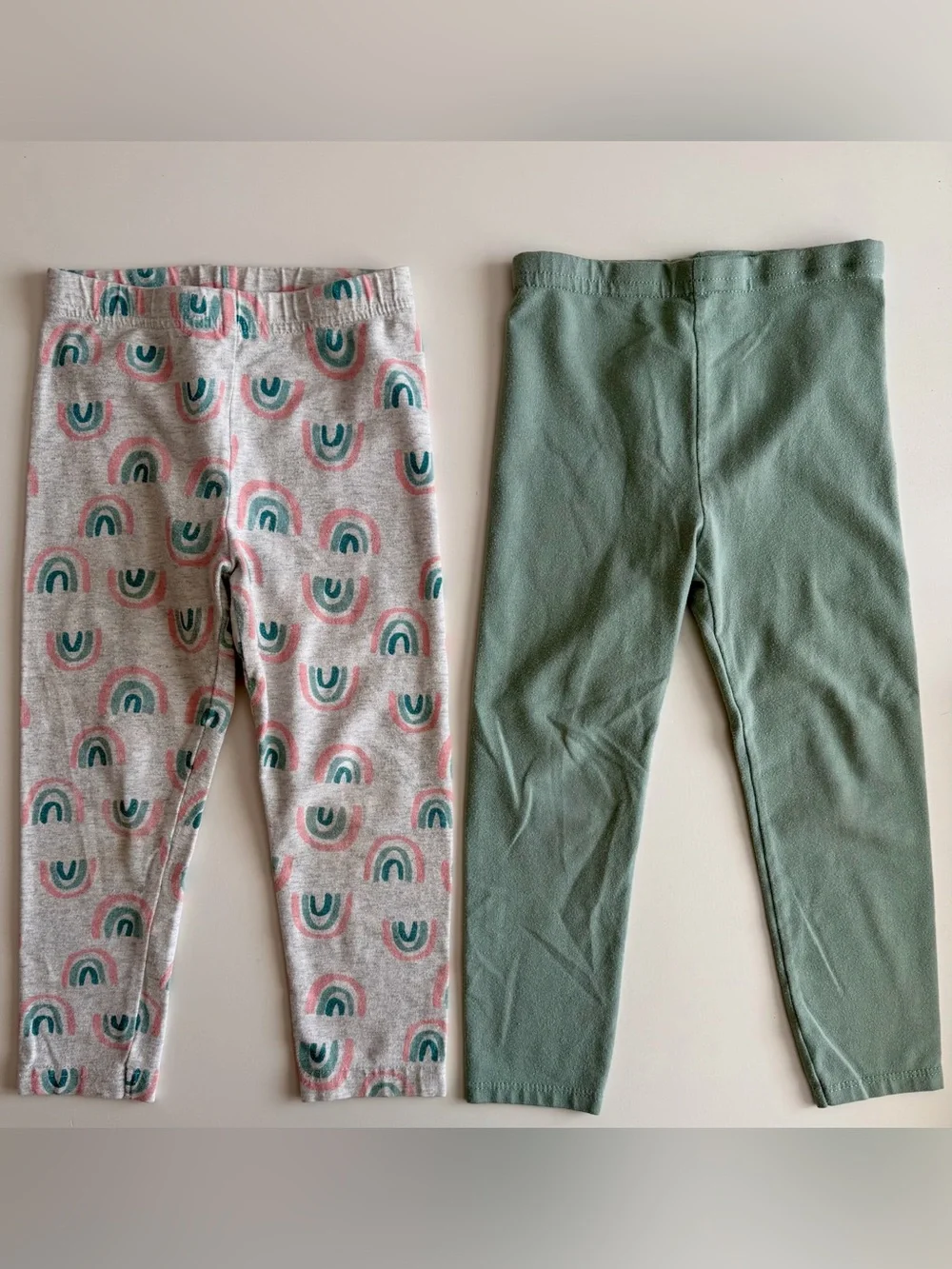 3T Leggings Lot 6 Pair-strawberry, flowers, rainbows, denim, green, check